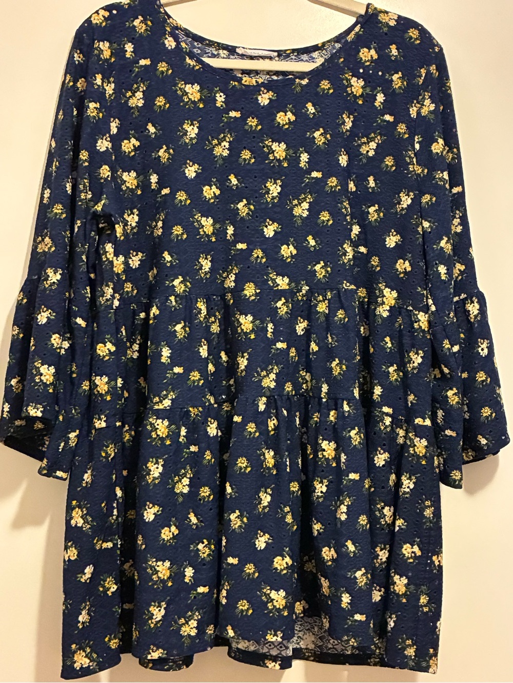 ChicSoul Navy Floral Tiered Top